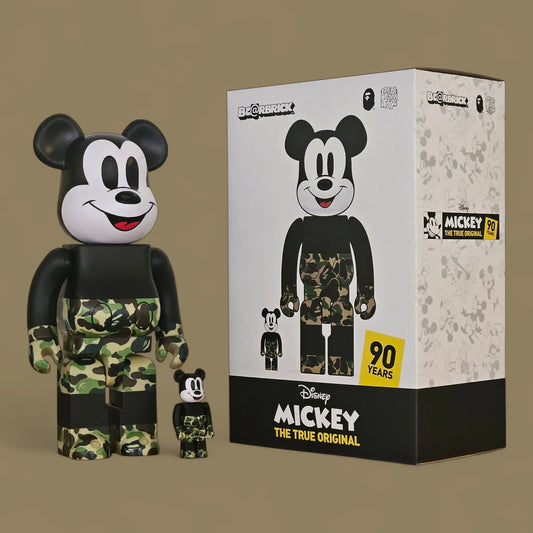 Bearbrick BAPE Mickey Mouse [The True Original] Camo Green Version 100%+400% mit Verpackung