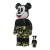 Bearbrick BAPE Mickey Mouse [The True Original] Camo Green Version 100%+400% schräg