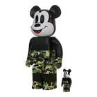BE@RBRICK BAPE Mickey Mouse [The True Original] Camo Green Version (100%+400%)