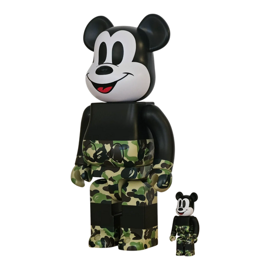 Bearbrick BAPE Mickey Mouse [The True Original] Camo Green Version 100%+400% schräg