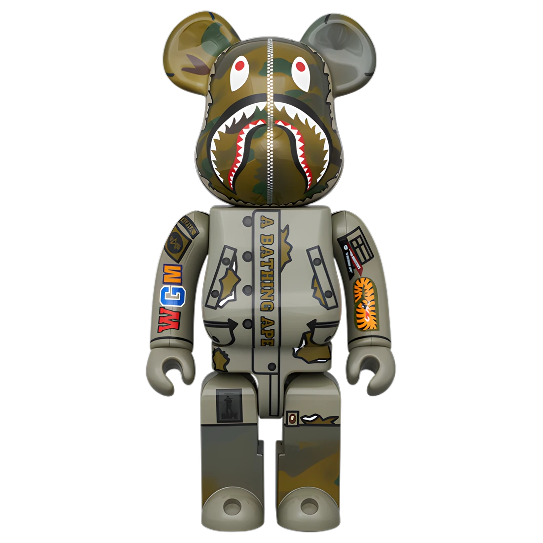 Bearbrick BAPE × ALPHA Camo Shark 2023 100%+400% Herstellerbild 3