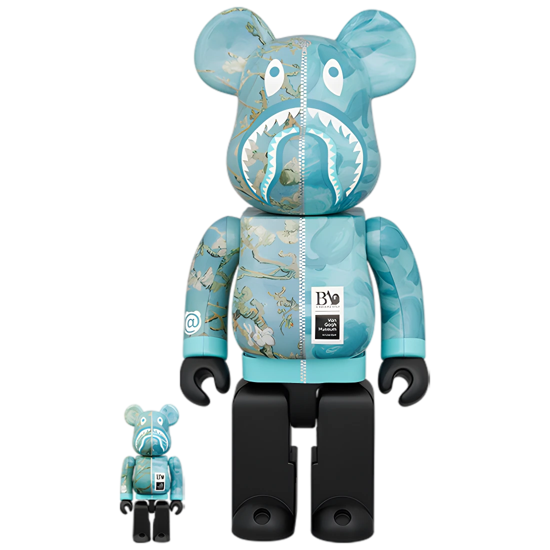 Bearbrick BAPE® × Van Gogh Museum Almond Blossom Shark 100%+400% Herstellerbild 1