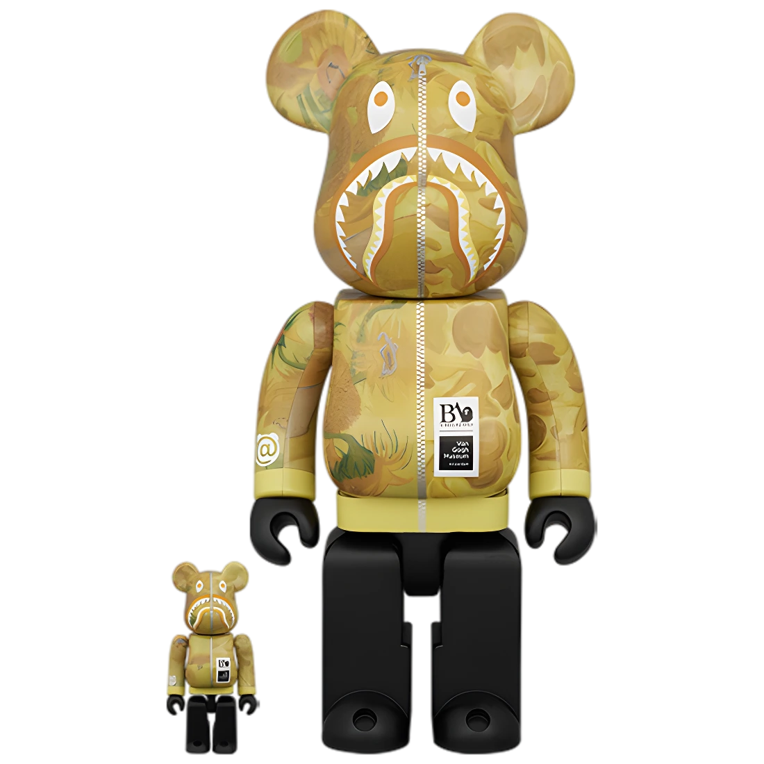 Bearbrick BAPE® × Van Gogh Museum Sunflowers Shark 100%+400% Herstellerbild 1