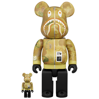 Bearbrick BAPE® × Van Gogh Museum Sunflowers Shark 100%+400% Herstellerbild 1