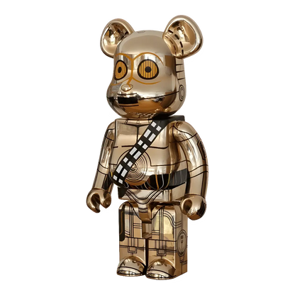 Bearbrick C-3PO Gold Chrome Version 1000% schräg