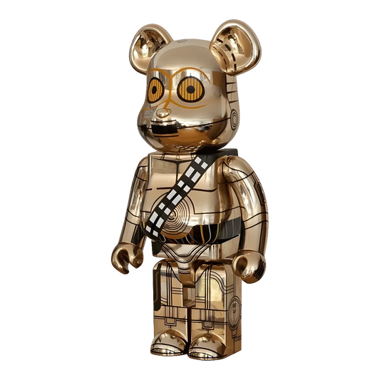Bearbrick C-3PO Gold Chrome Version 1000% schräg