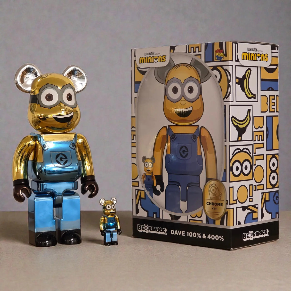 Bearbrick Dave Chrome Version [Minions] 100%+400% mit Verpackung