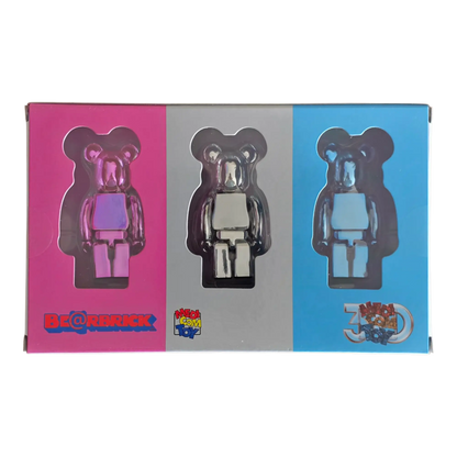 Bearbrick Hajime Sorayama Medicom Toy 30th Anniversary 3er-Set 100% Verpackungsrückseite
