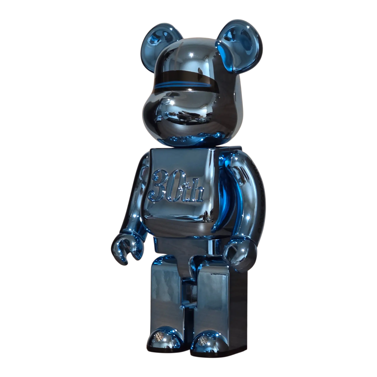 Bearbrick Hajime Sorayama Medicom Toy 30th Anniversary Model Blue 400% schräg