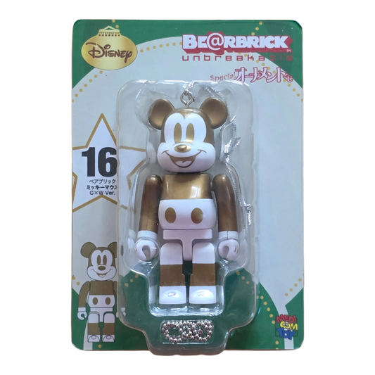 Bearbrick Happy Kuji 'Disney Special Ornament' (2011) - 16 Mickey Mouse Gold & White Version 100% in der Verpackung