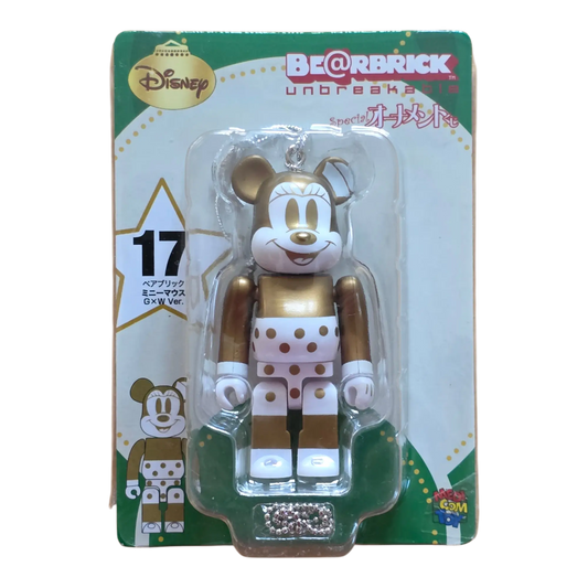 Bearbrick Happy Kuji 'Disney Special Ornament' (2011) - 17 Minnie Mouse Gold & White Version 100% in der Verpackung