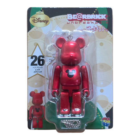 Bearbrick Happy Kuji 'Disney Special Ornament' (2011) - 26 Red Metallic 100% in der Verpackung