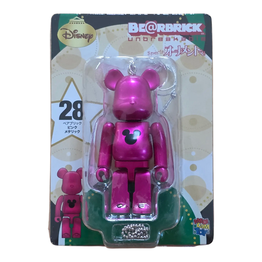 Bearbrick Happy Kuji 'Disney Special Ornament' (2011) - 28 Pink Metallic 100% in der Verpackung