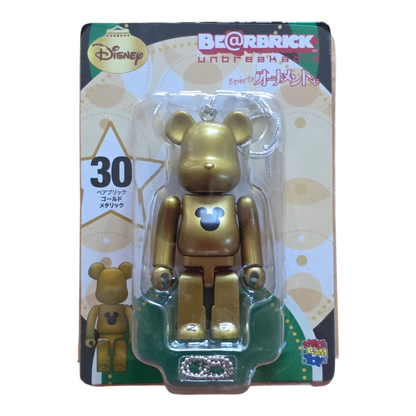 Bearbrick Happy Kuji 'Disney Special Ornament' (2011) - 30 Gold Metallic 100% in der Verpackung