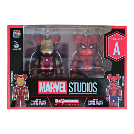 Bearbrick Happy Kuiji "MARVEL Studios" - A: Iron Man Mark 46 & Spider-Man 100% in der Verpackung
