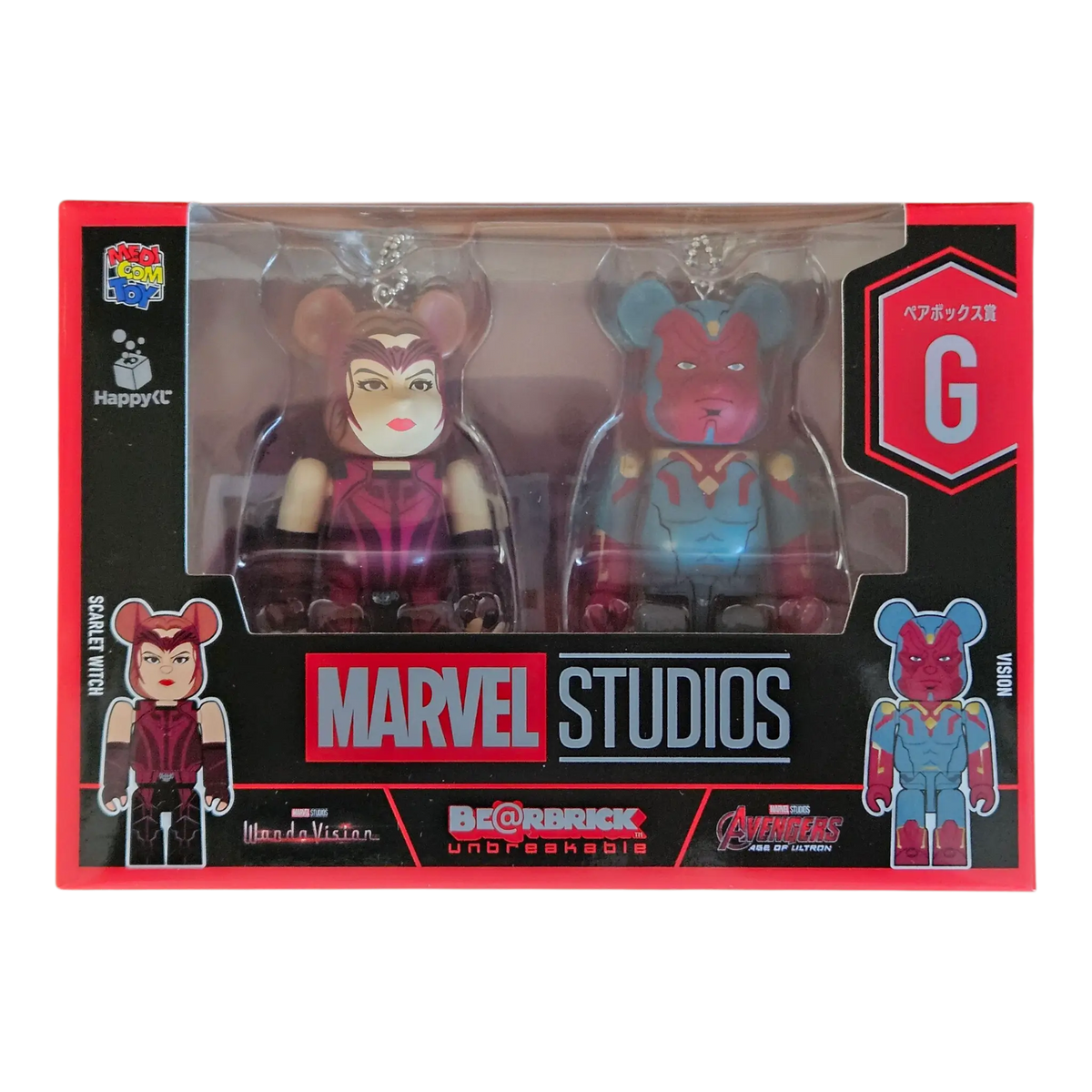 Bearbrick Happy Kuji "MARVEL Studios" - G: Scarlet Witch & Vision 100% in der Verpackung