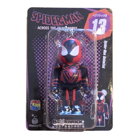 Bearbrick Happy Kuji "Spider-Man: Spider-Verse" 13: Spider-Man Unlimited 100% Verpackung Vorderseite