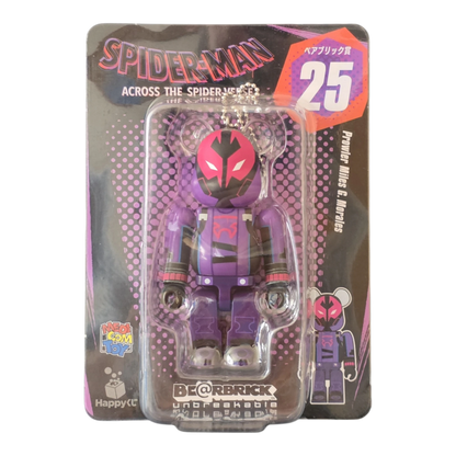 Bearbrick Happy Kuji "Spider-Man: Spider-Verse" 25: Prowler Miles G. Morales 100% Verpackung Vorderseite