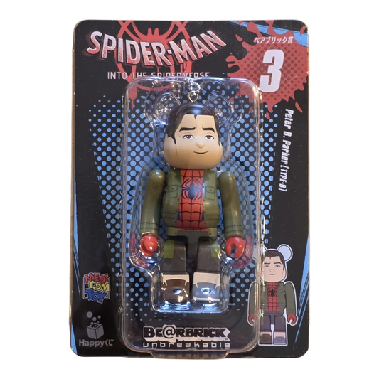 Bearbrick Happy Kuji "Spider-Man: Spider-Verse" 3: Peter B. Parker [Type-B] 100% Verpackung Vorderseite