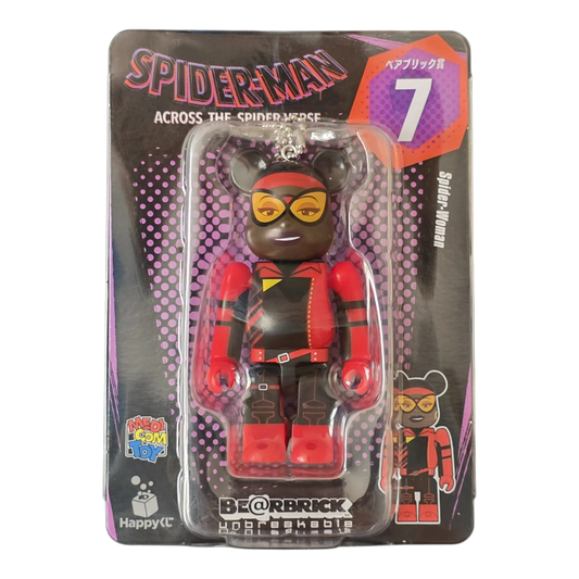 Bearbrick Happy Kuji "Spider-Man: Spider-Verse" 7: Spider-Woman 100% Verpackung Vorderseite