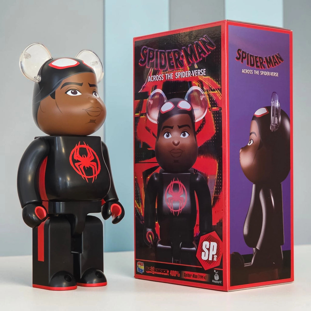 Bearbrick Happy Kuji "Spider-Man: Spider-Verse" SP: Spider-Man [Type-A] 400% mit Verpackung
