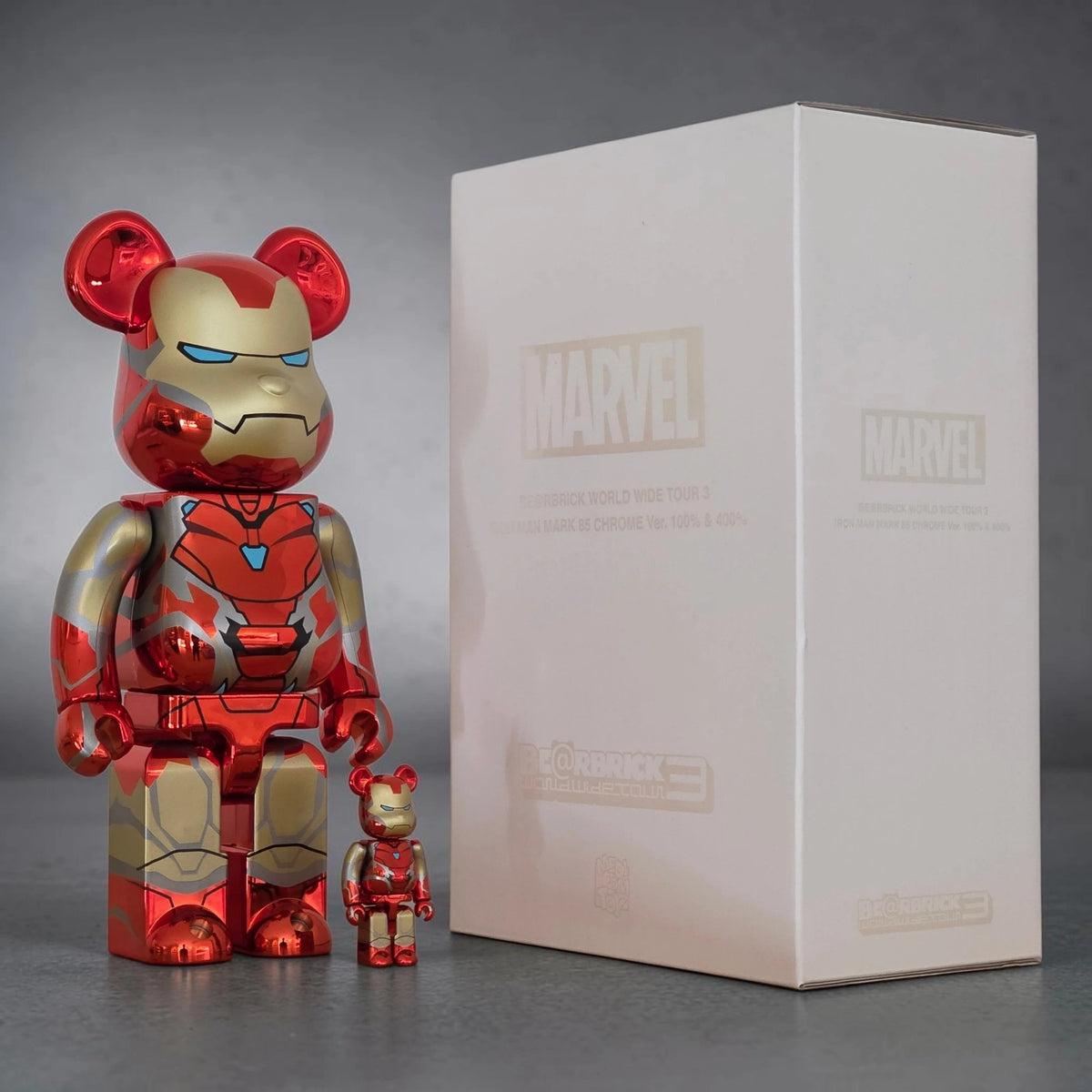 Bearbrick Iron Man Mark 85 Chrome Version 100%+400% mit Verpackung