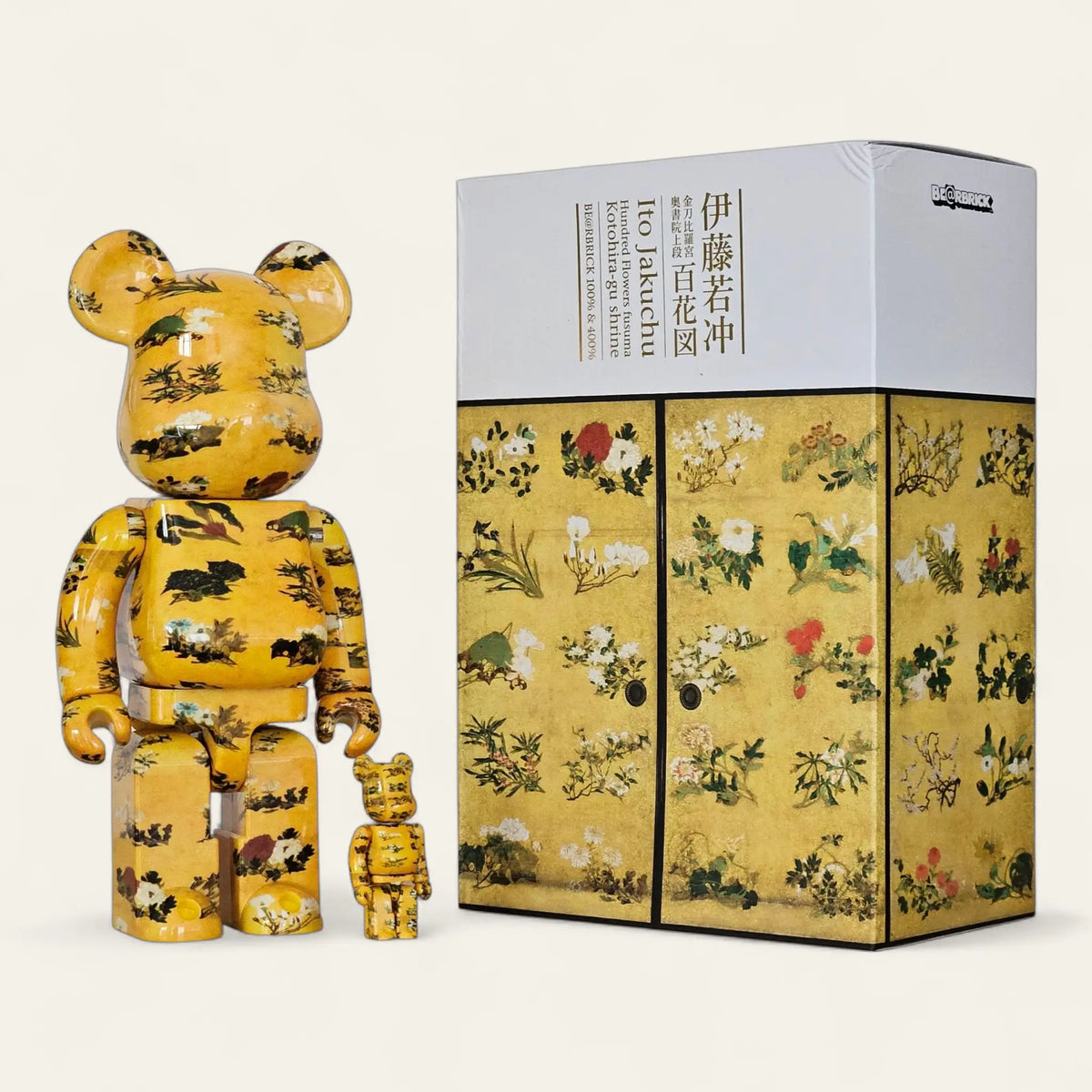 Bearbrick Ito Jakuchu Hundred Flowers Fusuma Kotohira-gu Shrine 100%+400% mit Verpackung