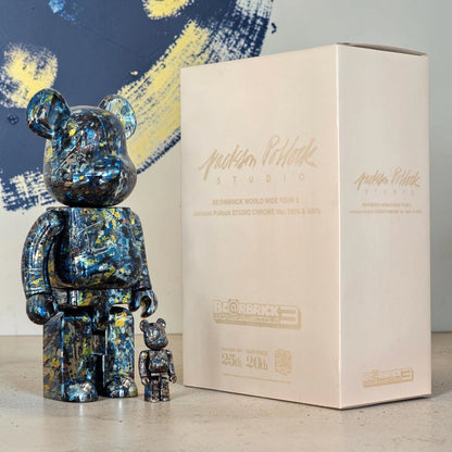 BE@RBRICK Jackson Pollock Studio Chrome Version 100%+400%