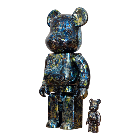 Bearbrick Jackson Pollock Studio Chrome Version 100%+400% schräg