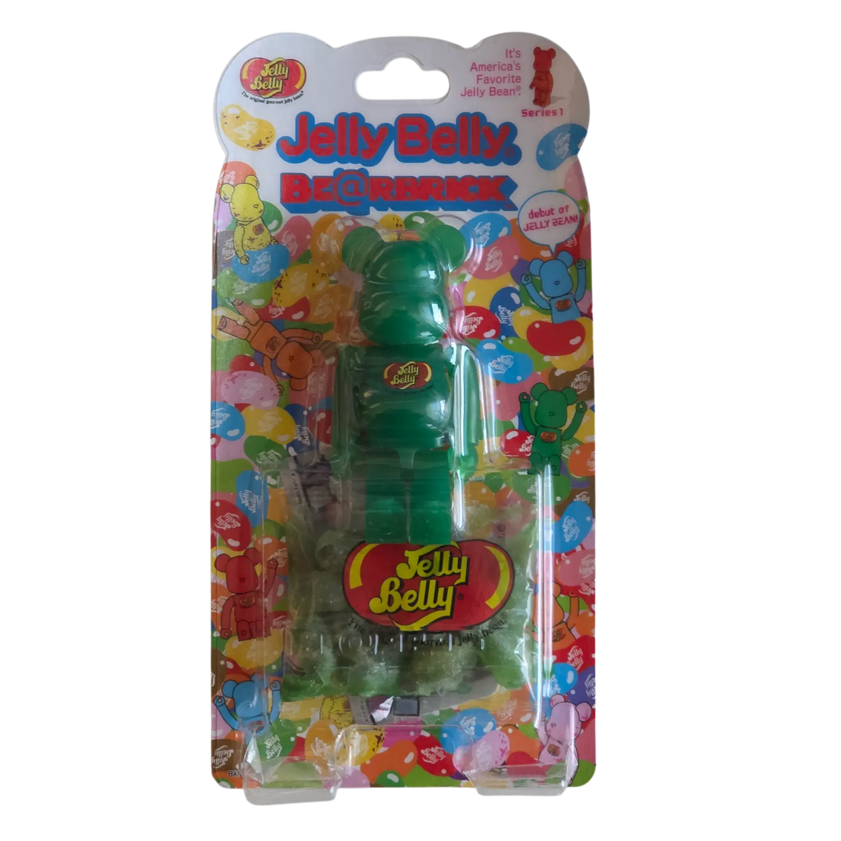 Bearbrick Jelly Belly® – 4 Green Apple 100% in der Verpackung