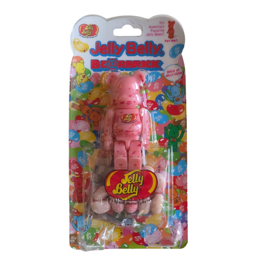 Bearbrick Jelly Belly® – 5 Strawberry Cheesecake 100% in der Verpackung