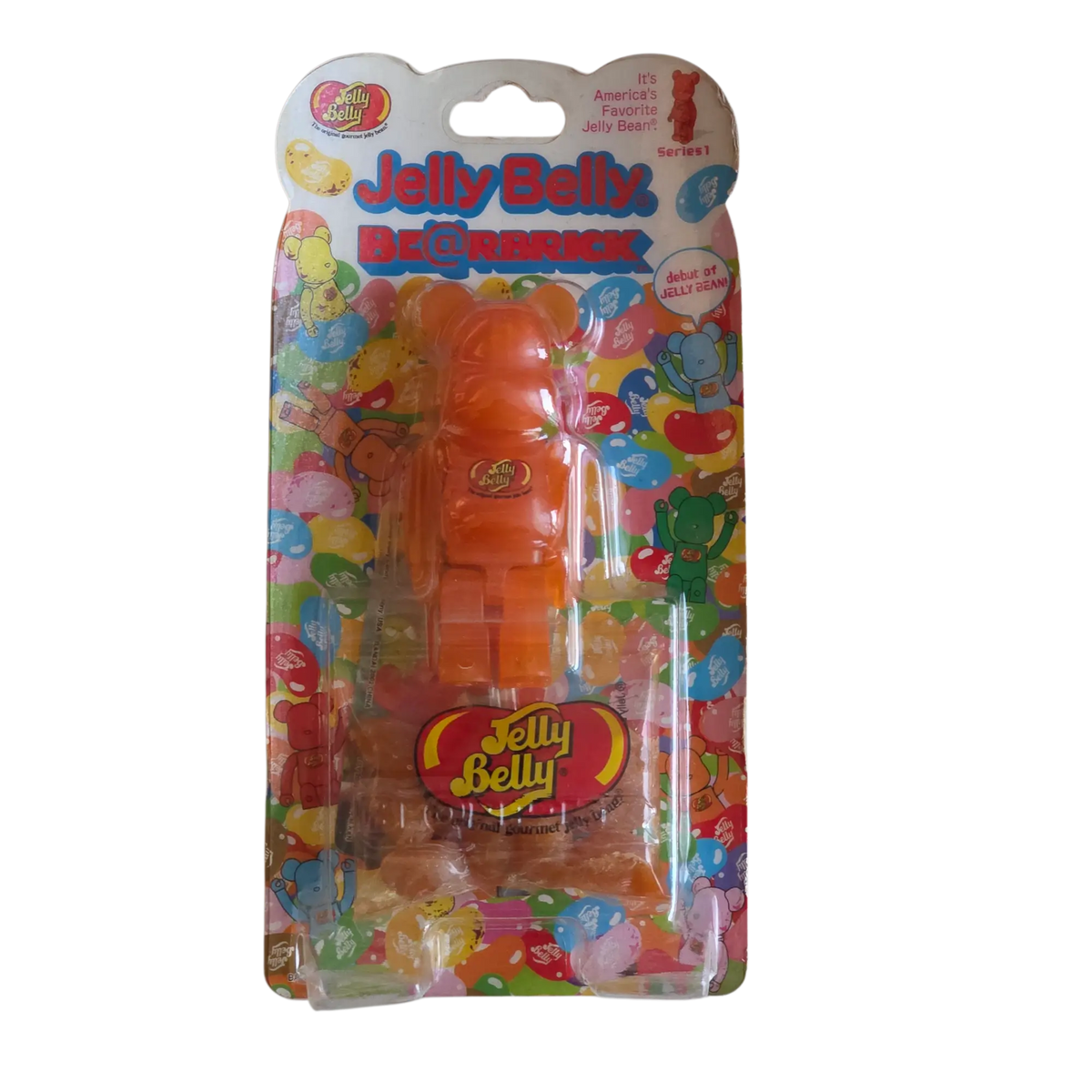 Bearbrick Jelly Belly – 6 Tangerine 100% in der Verpackung