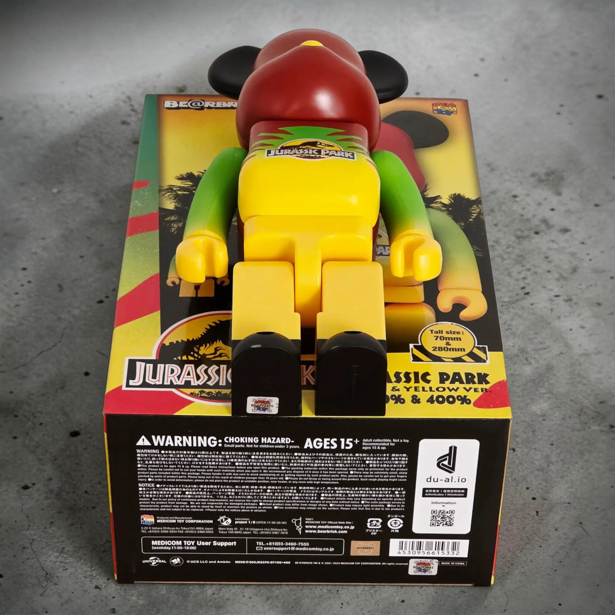 Bearbrick Jurassic Park Green & Yellow Version 100%+400% Echtheitsmerkmale