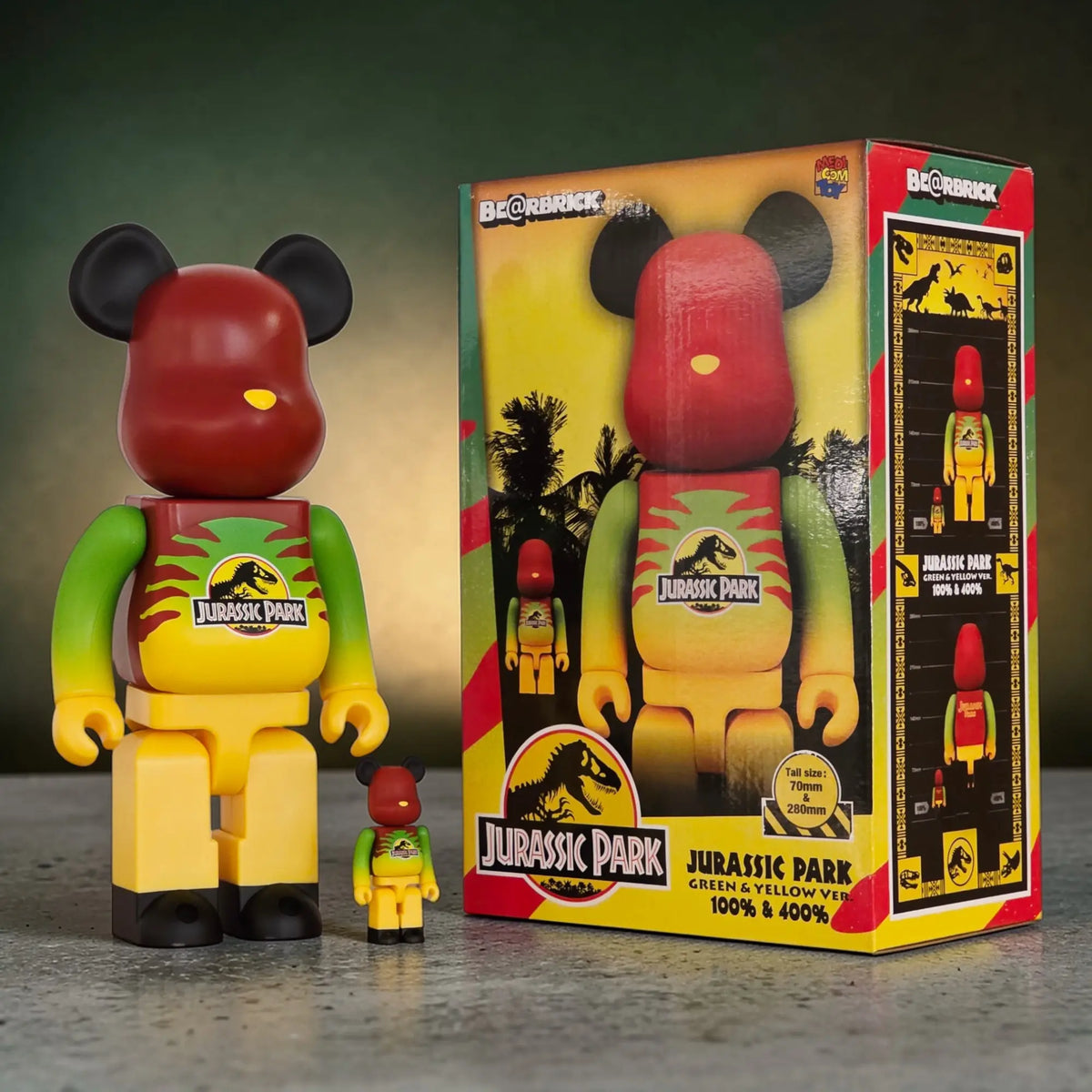 BE@RBRICK Jurassic Park Green & Yellow Version 100%+400% BE@RBRICK Jurassic Park Green & Yellow Version 100%+400%