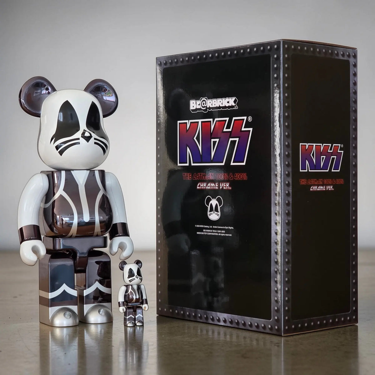 Bearbrick KISS Catman Chrome Version 100%+400% mit Verpackung