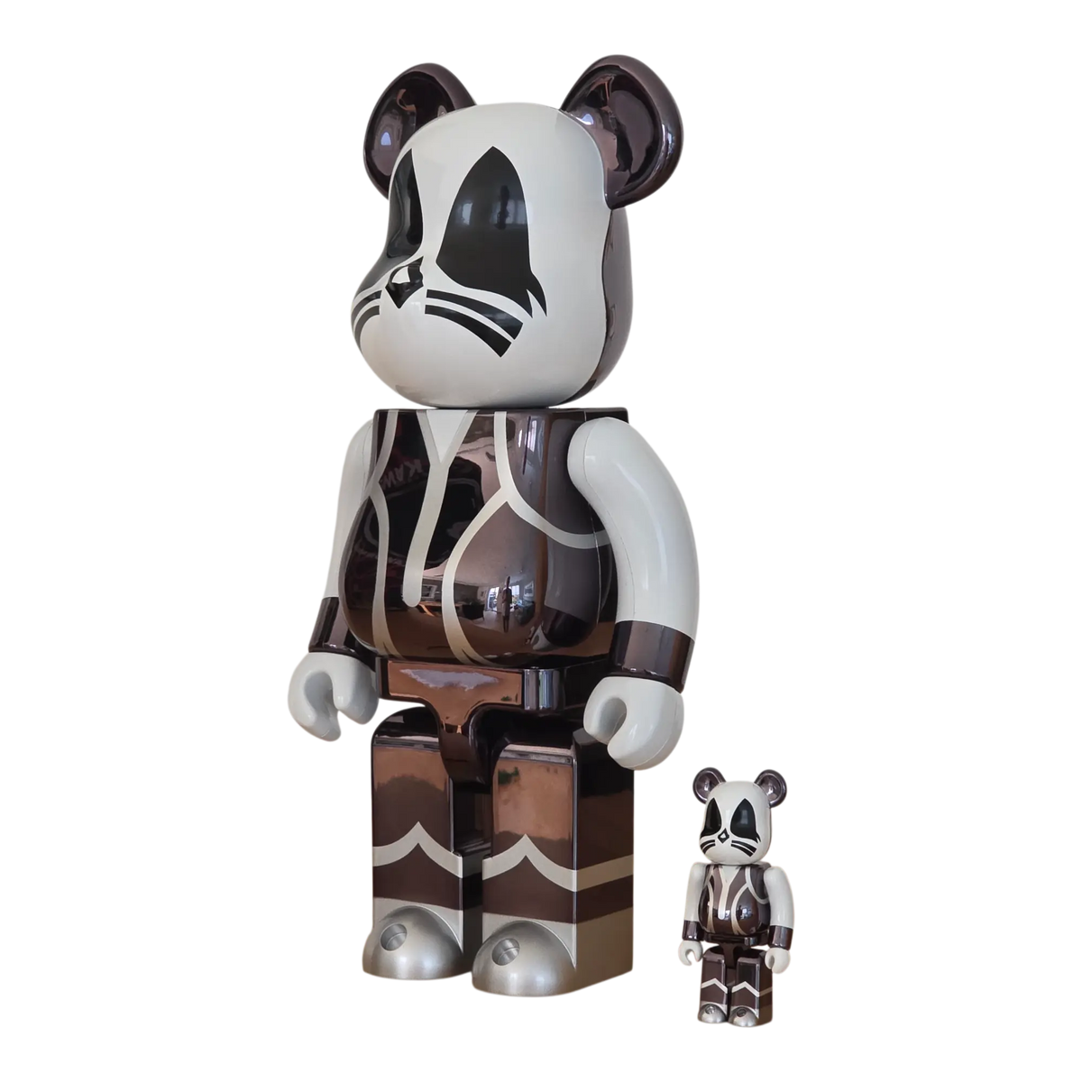 Bearbrick KISS The Catman Chrome Version 100%+400% schräg