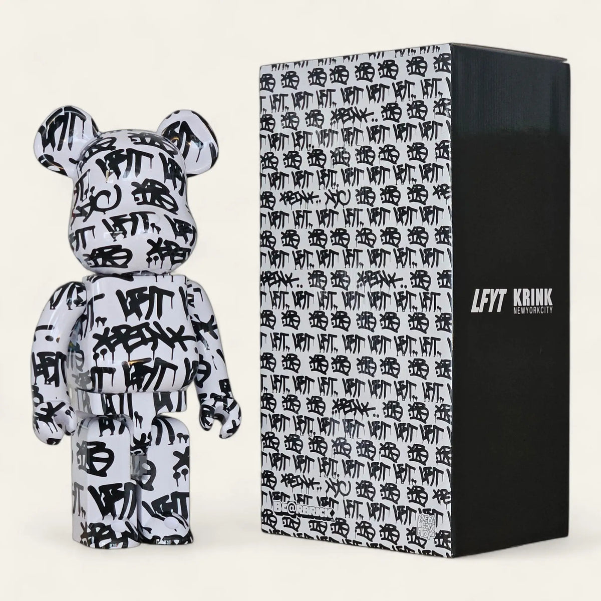 Bearbrick LFYT × Krink 1000% mit Verpackung