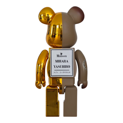 Bearbrick Maison MIHARA YASUHIRO Gold/Brown 100%+400% Rückseite