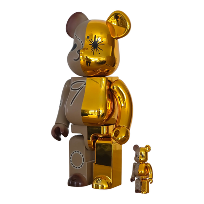 Bearbrick Maison MIHARA YASUHIRO Gold/Brown 100%+400% schräg