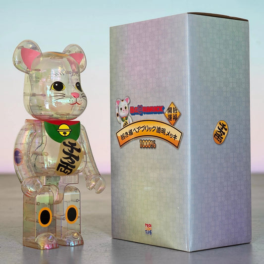 Bearbrick Maneki Neko Transparent Plated 1000% mit Verpackung