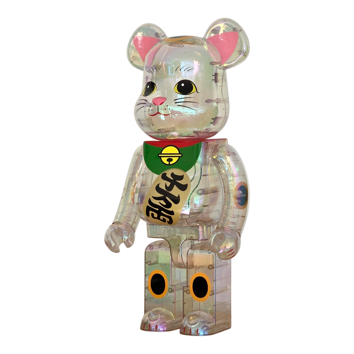 Bearbrick Maneki Neko Transparent Plated 1000% schräg