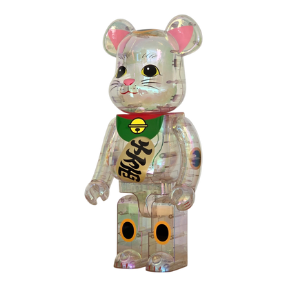 Bearbrick Maneki Neko Transparent Plated 1000% schräg