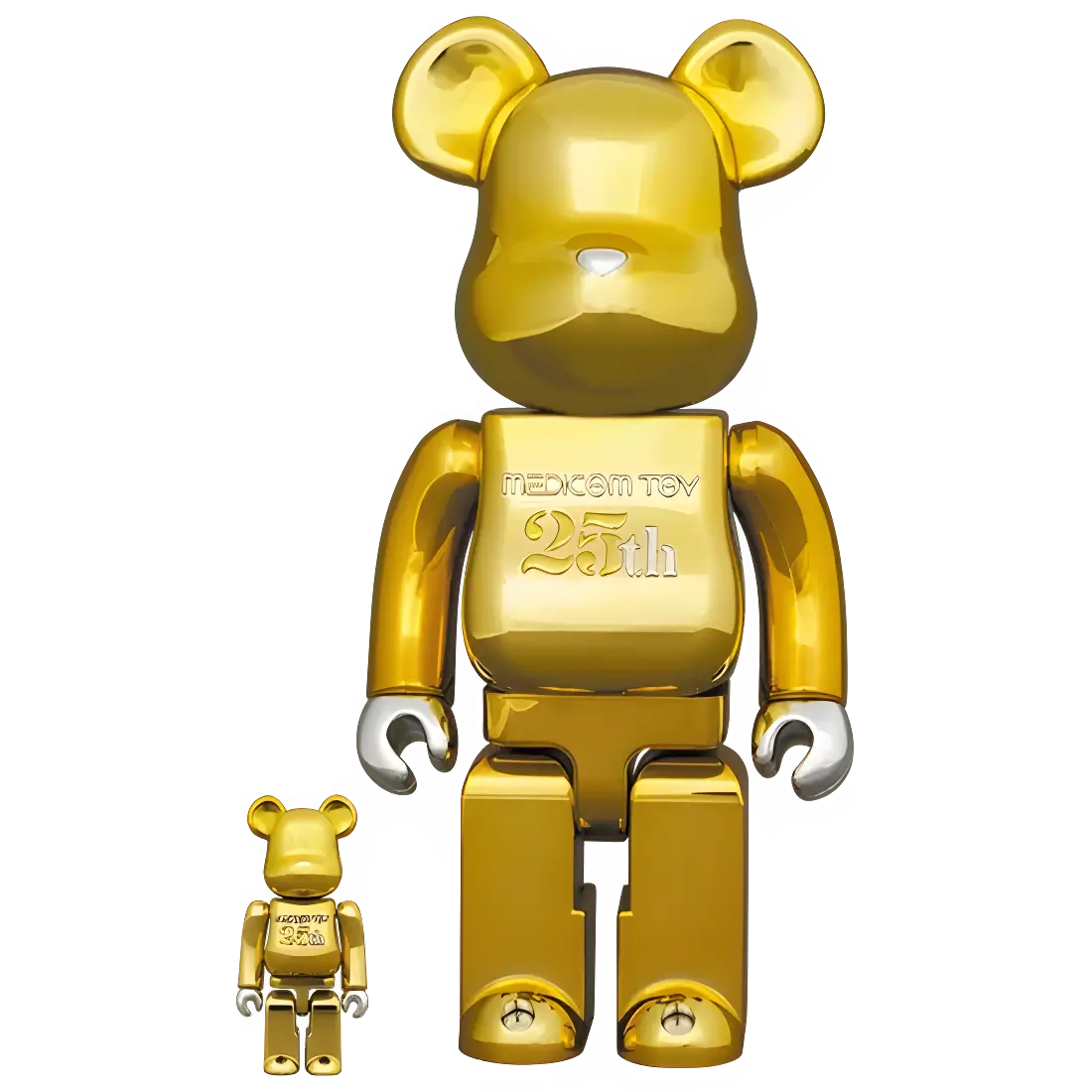 Bearbrick Medicom Toy 25th Anniversary Model Gold Chrome 100%+400% Herstellerbild 1