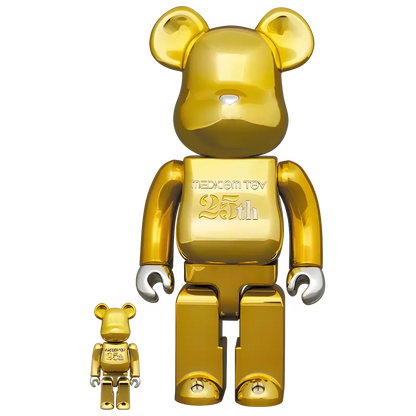 Bearbrick Medicom Toy 25th Anniversary Model Gold Chrome 100%+400% Herstellerbild 1