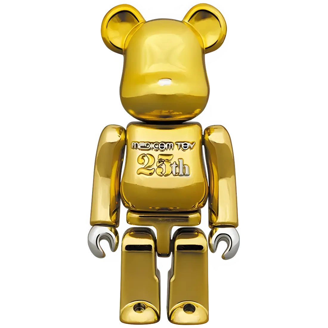Bearbrick Medicom Toy 25th Anniversary Model Gold Chrome 100%+400% Herstellerbild 2