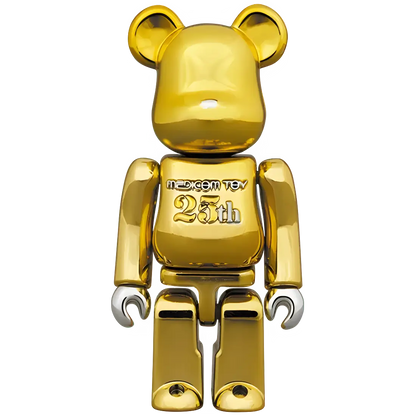 Bearbrick Medicom Toy 25th Anniversary Model Gold Chrome 100%+400% Herstellerbild 2