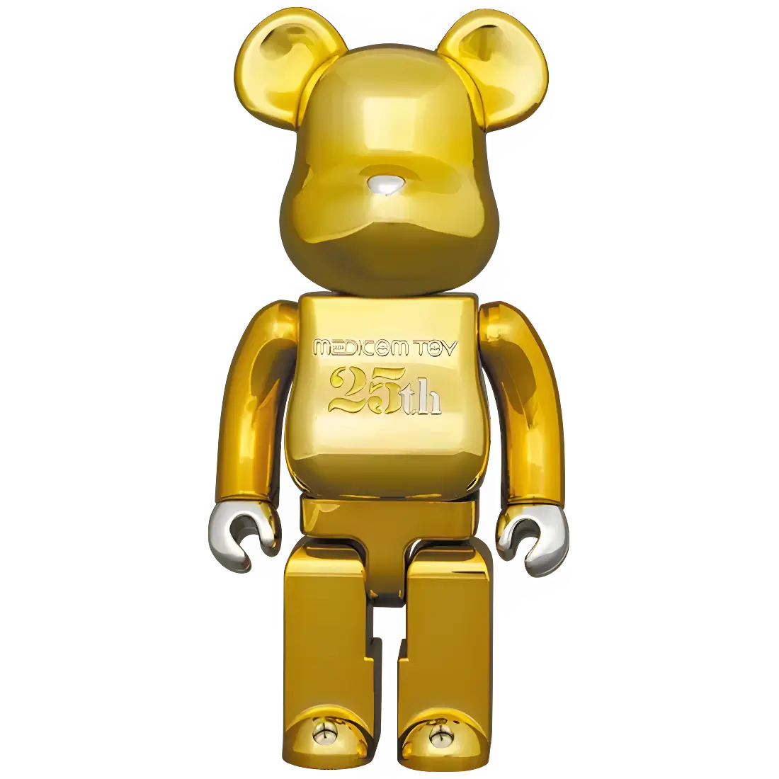 Bearbrick Medicom Toy 25th Anniversary Model Gold Chrome 100%+400% Herstellerbild 3