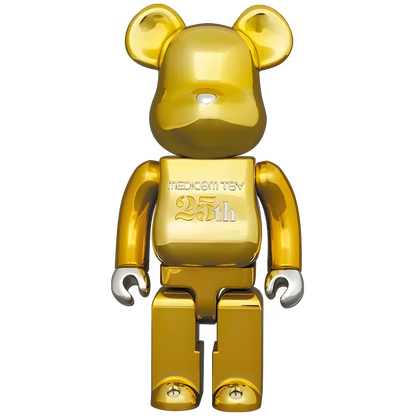 Bearbrick Medicom Toy 25th Anniversary Model Gold Chrome 100%+400% Herstellerbild 3
