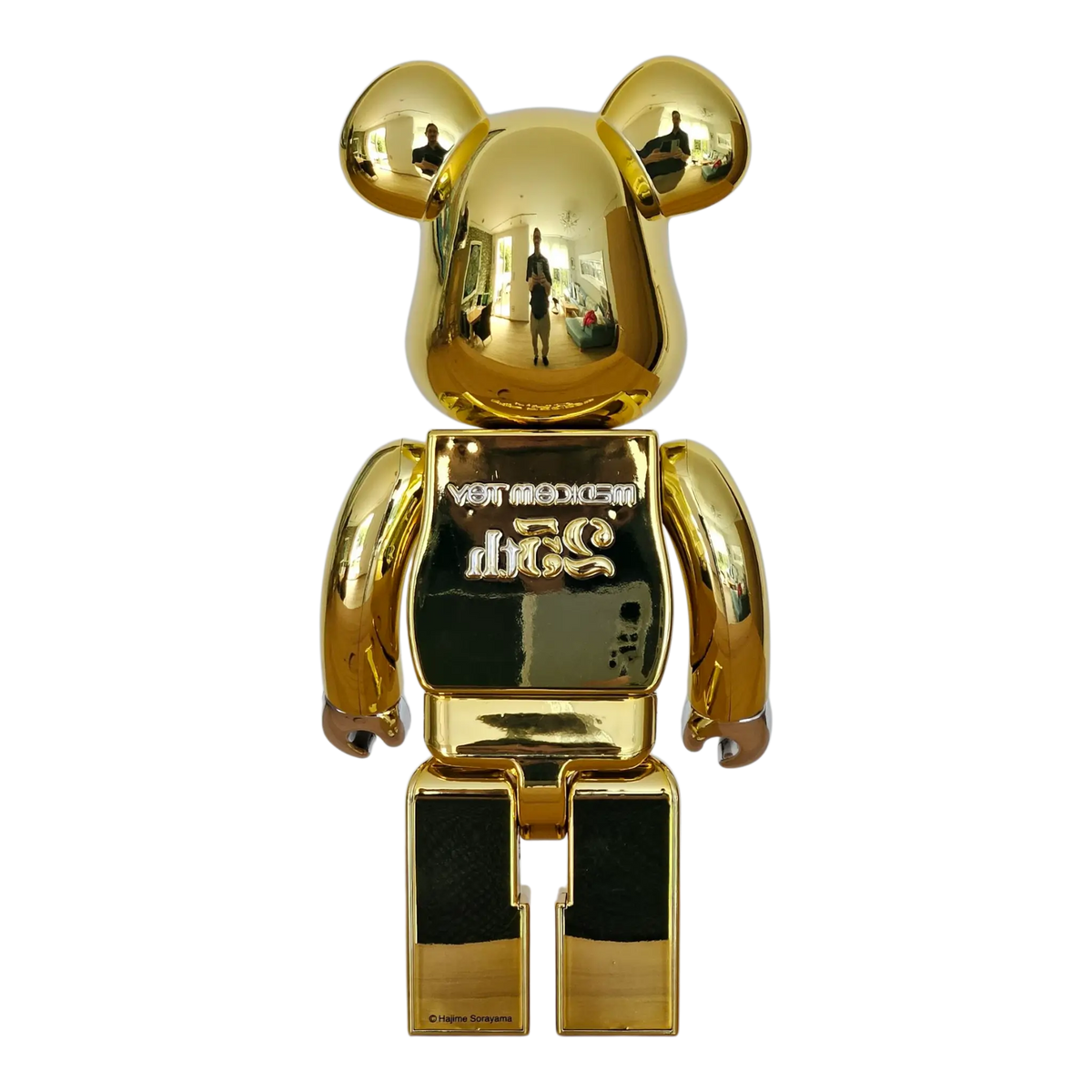 Bearbrick Medicom Toy 25th Anniversary Model Gold Chrome 100%+400% Rückseite