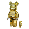 Bearbrick Medicom Toy 25th Anniversary Model Gold Chrome 100%+400% schräg